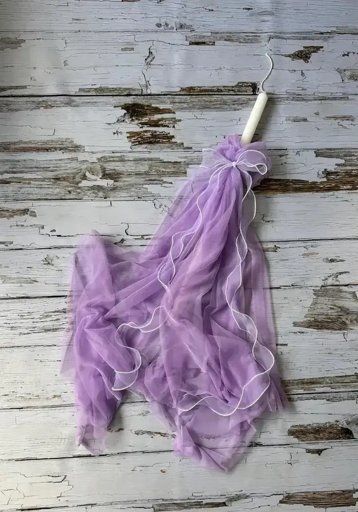 Orthodox Christening Candle Lilac with Tulle